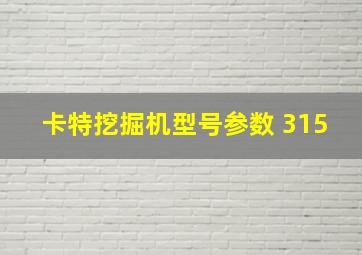 卡特挖掘机型号参数 315